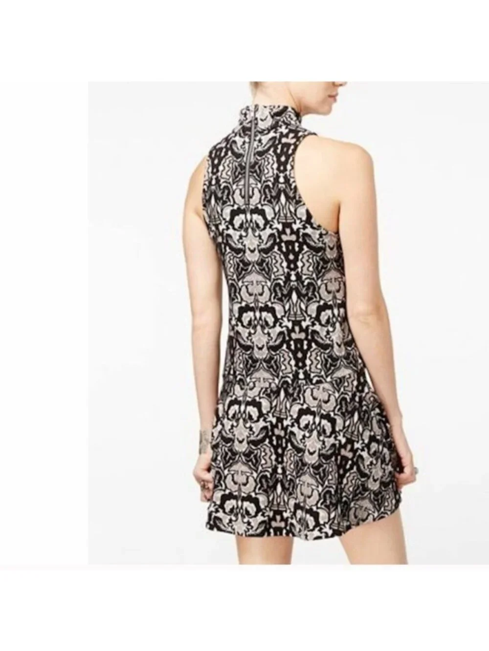 EUC FREE PEOPLE Amelia Knit wool bld boho drop waist Dress in Black sz S
